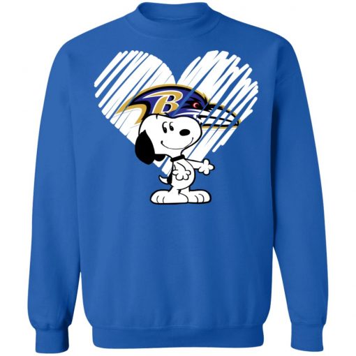 I Love Baltimore Ravans Snoopy In My Heart NFL Shirts Sweatshirt