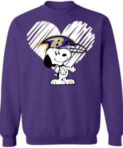 I Love Baltimore Ravans Snoopy In My Heart NFL Shirts Sweatshirt